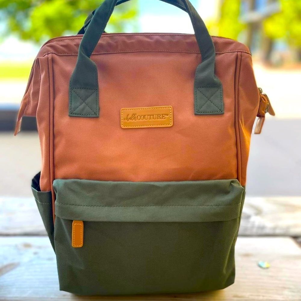 CHALK Couture Green & Light Brown Backpack